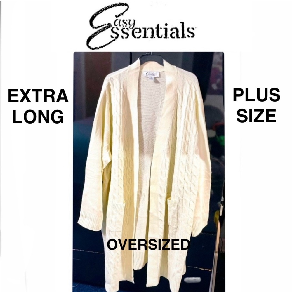 EASY ESSENTIALS Women's plus size cable Knit Long Sweater/Cardigan size4X NWOT